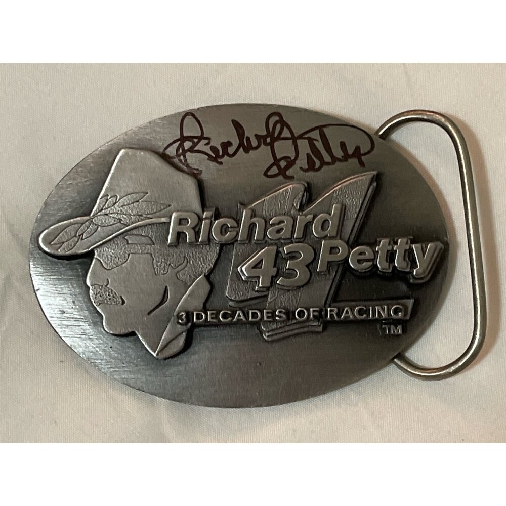 Autographed 1991 Richard Petty #43 "3 Decades of Racing" NASCAR Belt Buckle